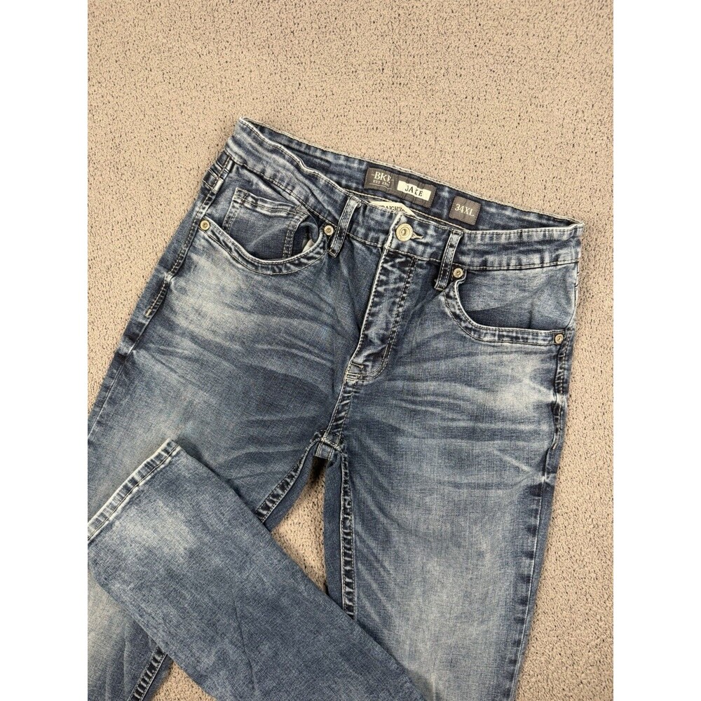 BKE Jeans Mens 34x34 Blue Jake Straight Medium Wash Denim Casual Buckle